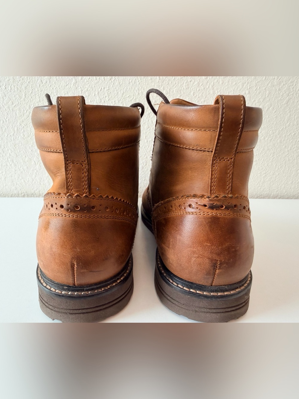 Nunn Bush Odell II Men’s 11 Tan Crazy Horse Leather Wingtip Boots - Picture 8 of 12